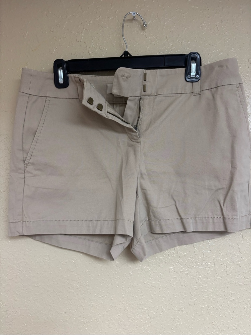 LOFT Beige Cotton Blend Bermuda Shorts